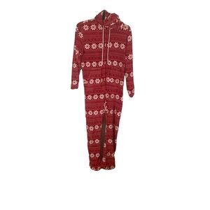 Sleepytime PJs Women's Size Small Fair Isle Fleece Hooded‎ Footed Pajamas
